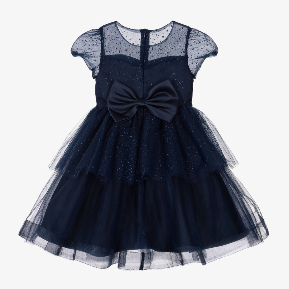 iAMe-Girls Navy Blue Sparkle Tulle Dress | Childrensalon Outlet