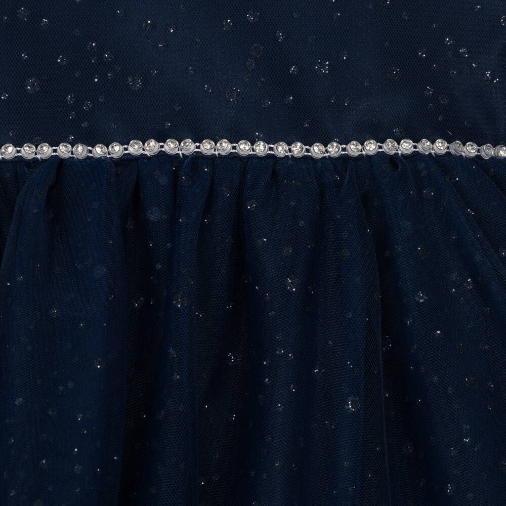 iAMe-Girls Navy Blue Sparkle Tulle Dress | Childrensalon Outlet