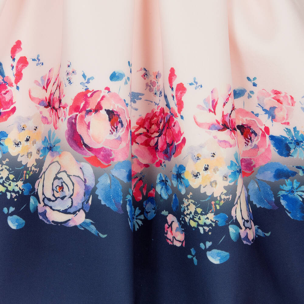 iAMe-Girls Pink & Blue Floral Belted Dress | Childrensalon Outlet