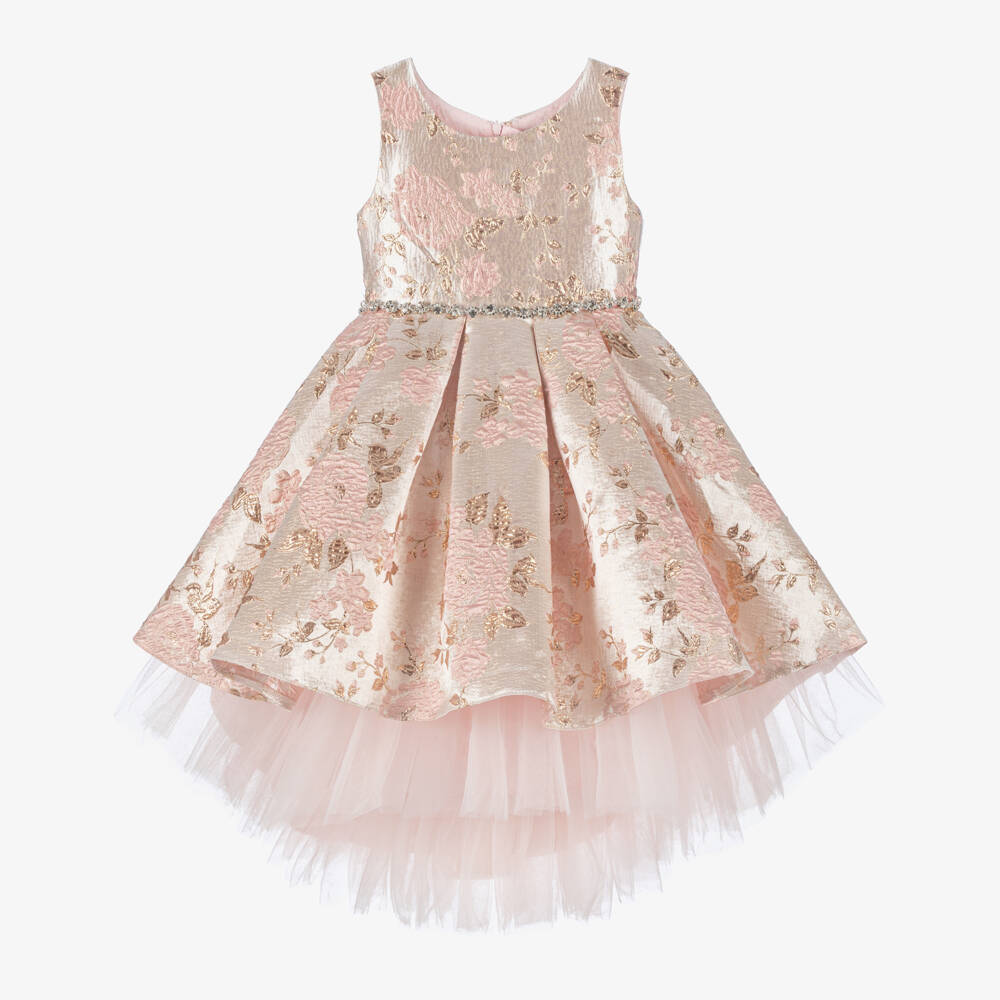 iAMe-Girls Pink & Gold Floral Elegance Dress | Childrensalon Outlet
