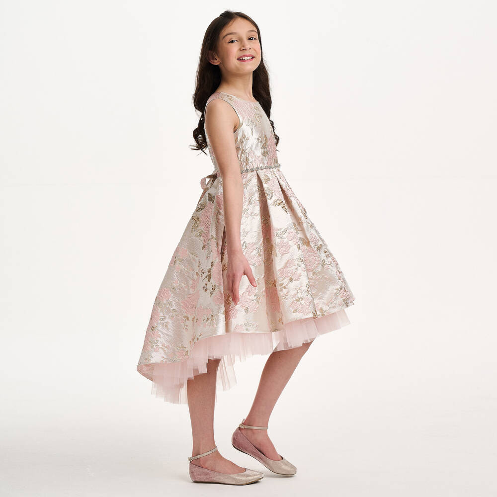 iAMe-Girls Pink & Gold Floral Elegance Dress | Childrensalon Outlet