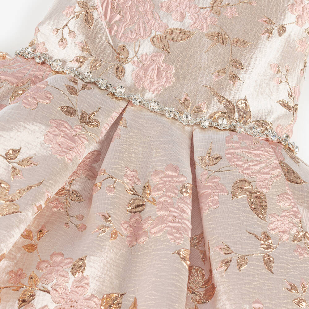 iAMe-Girls Pink & Gold Floral Elegance Dress | Childrensalon Outlet