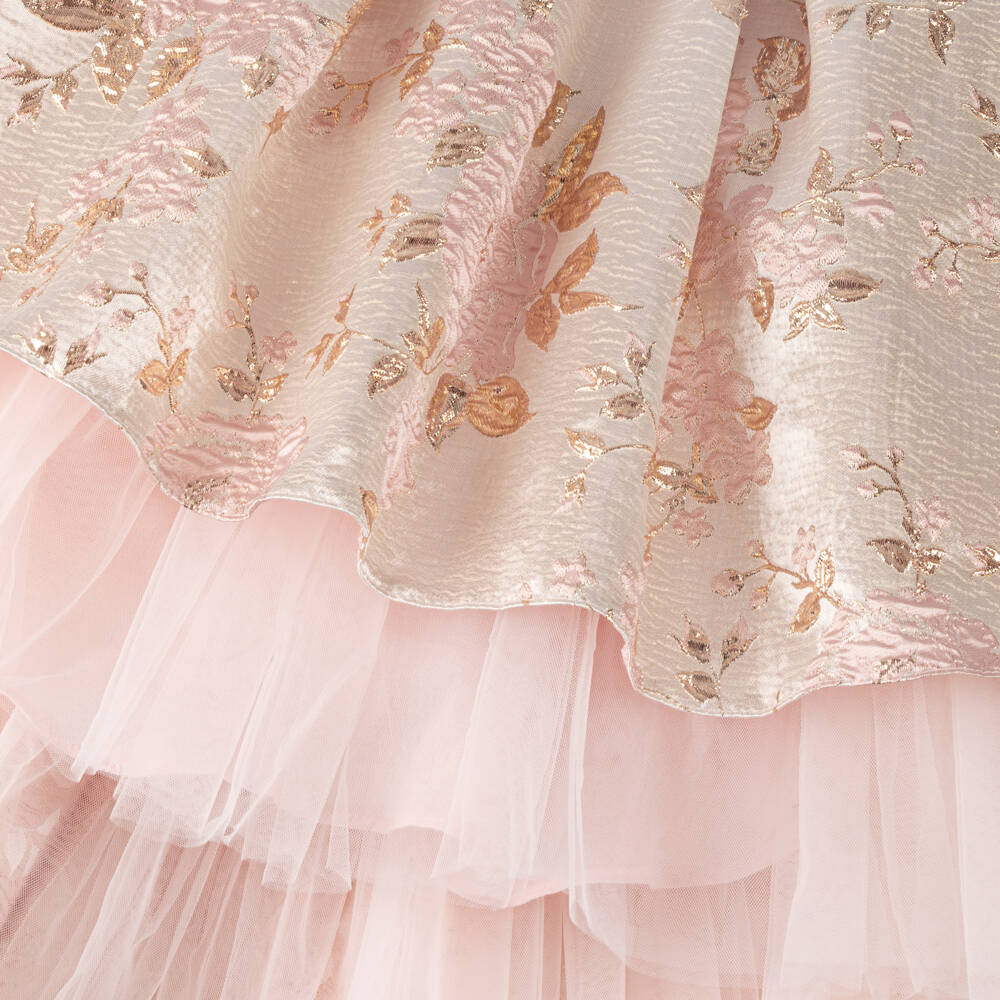 iAMe-Girls Pink & Gold Floral Elegance Dress | Childrensalon Outlet