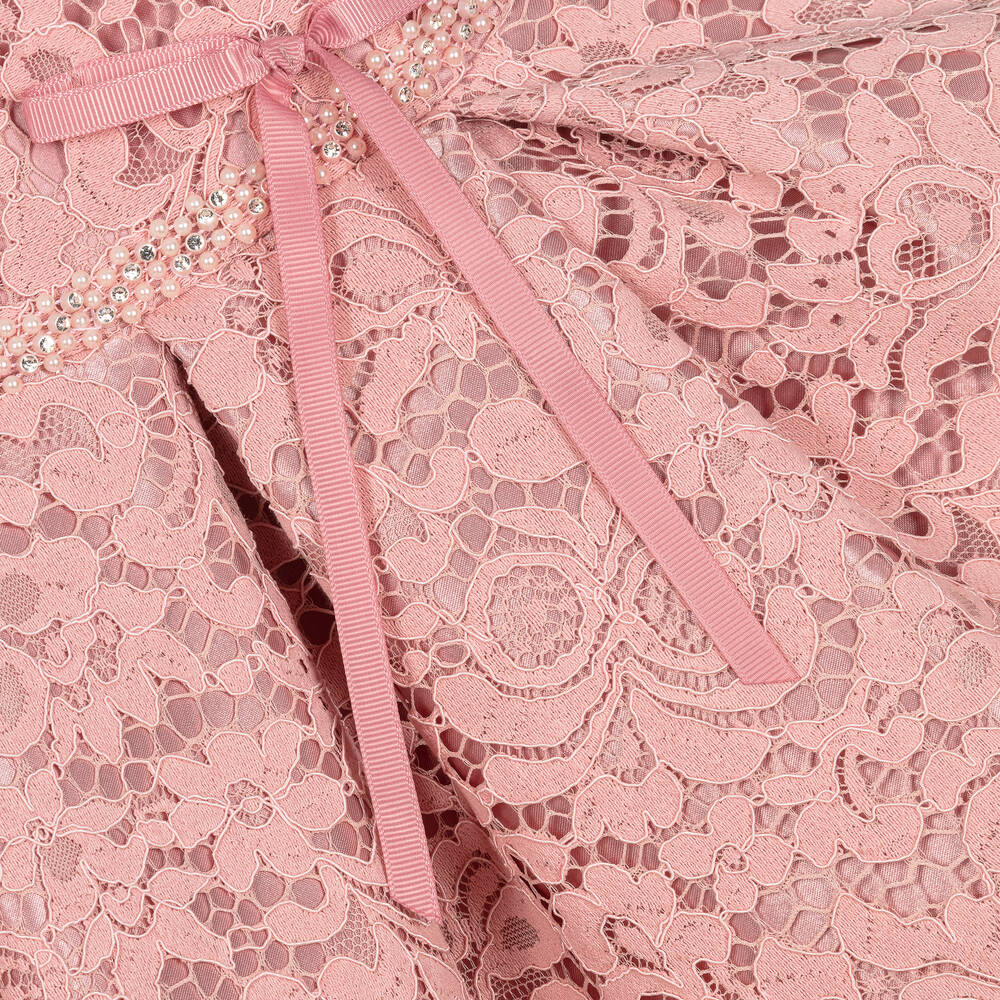 iAMe-Girls Pink Satin & Lace Dress | Childrensalon Outlet