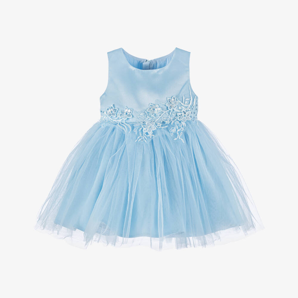 iAMe-فستان أزرق من الساتان والتول للبنات | Childrensalon Outlet