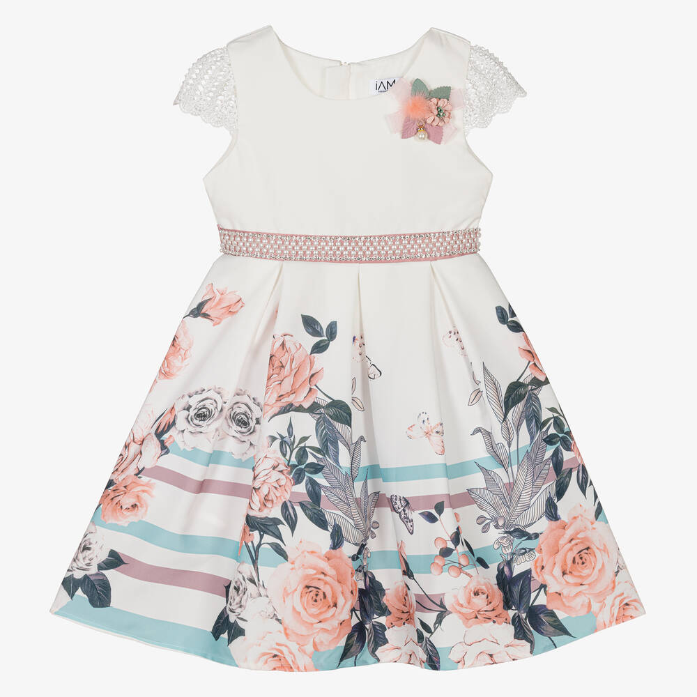 iAMe - Robe blanche à fleurs fille | Childrensalon