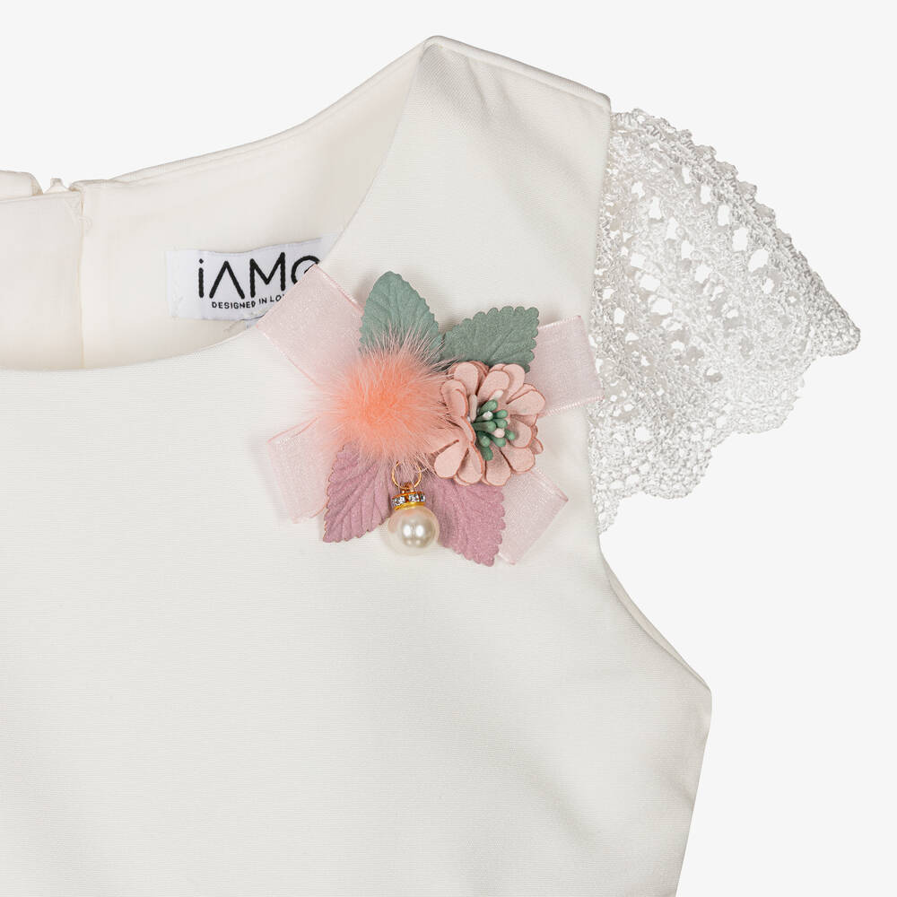iAMe-Girls White Floral Dress | Childrensalon Outlet