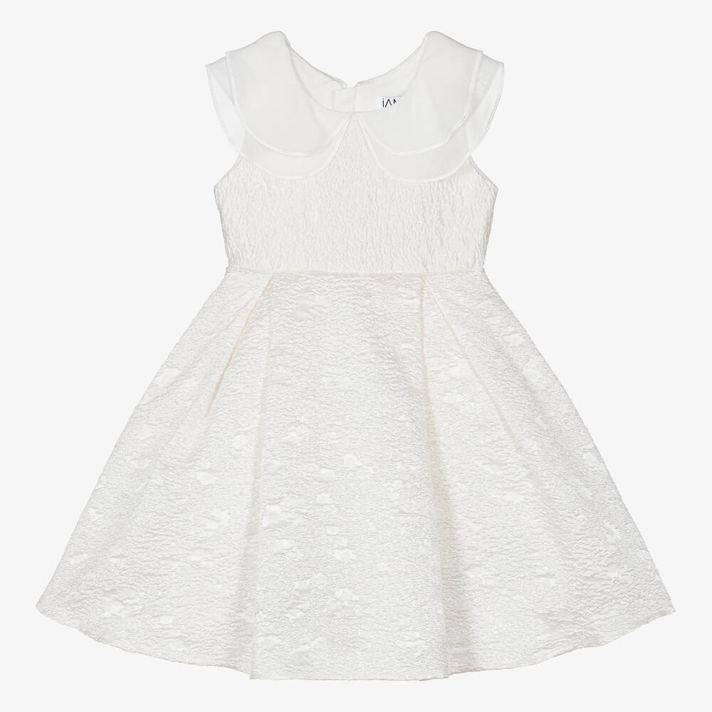 iAMe - Robe blanche en jacquard fille | Childrensalon