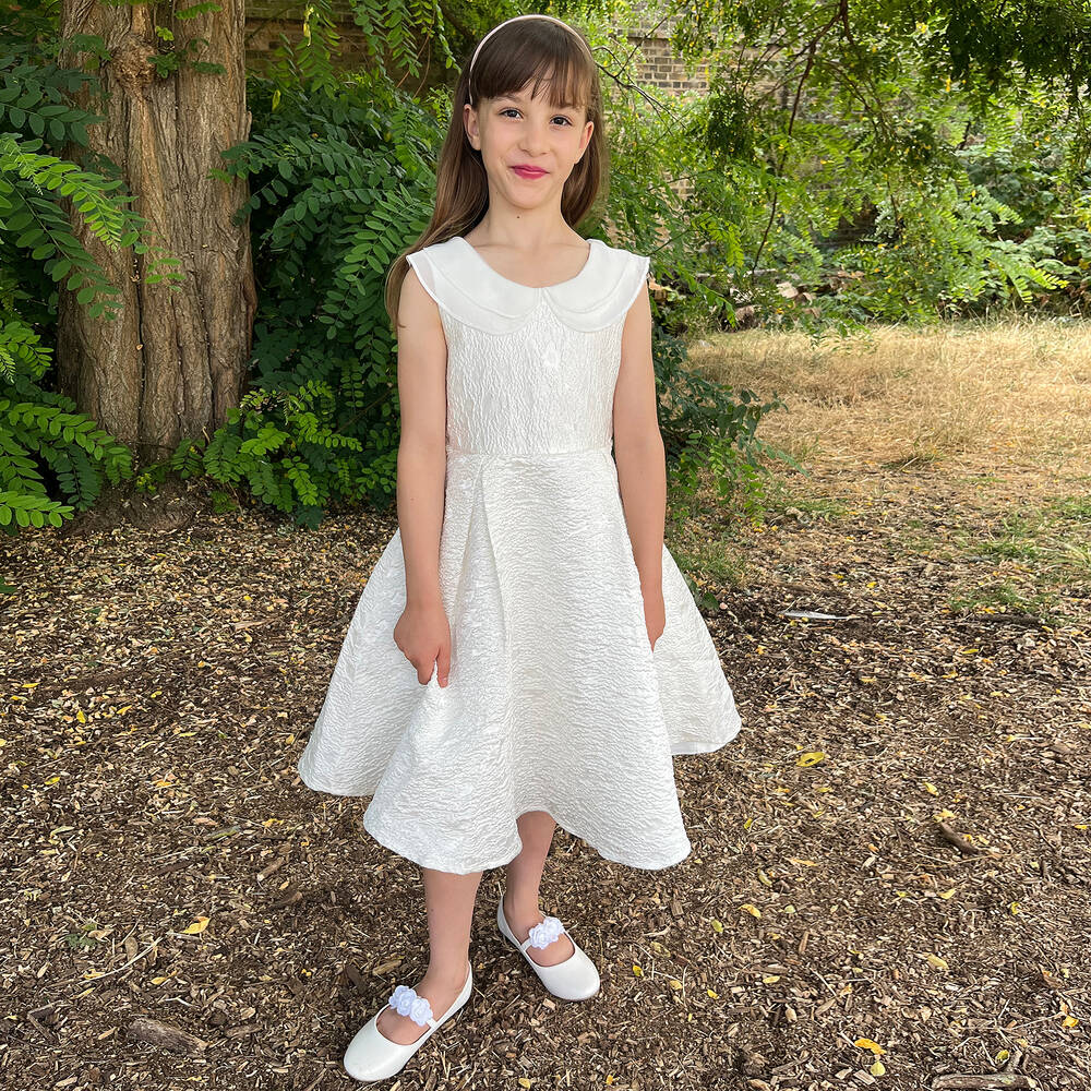 iAMe-Girls White Jacquard Dress | Childrensalon Outlet