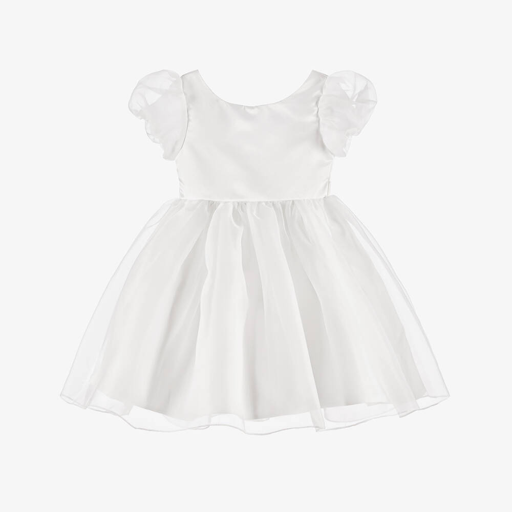 iAMe-Платье из белого атласа и тюля для девочек | Childrensalon Outlet