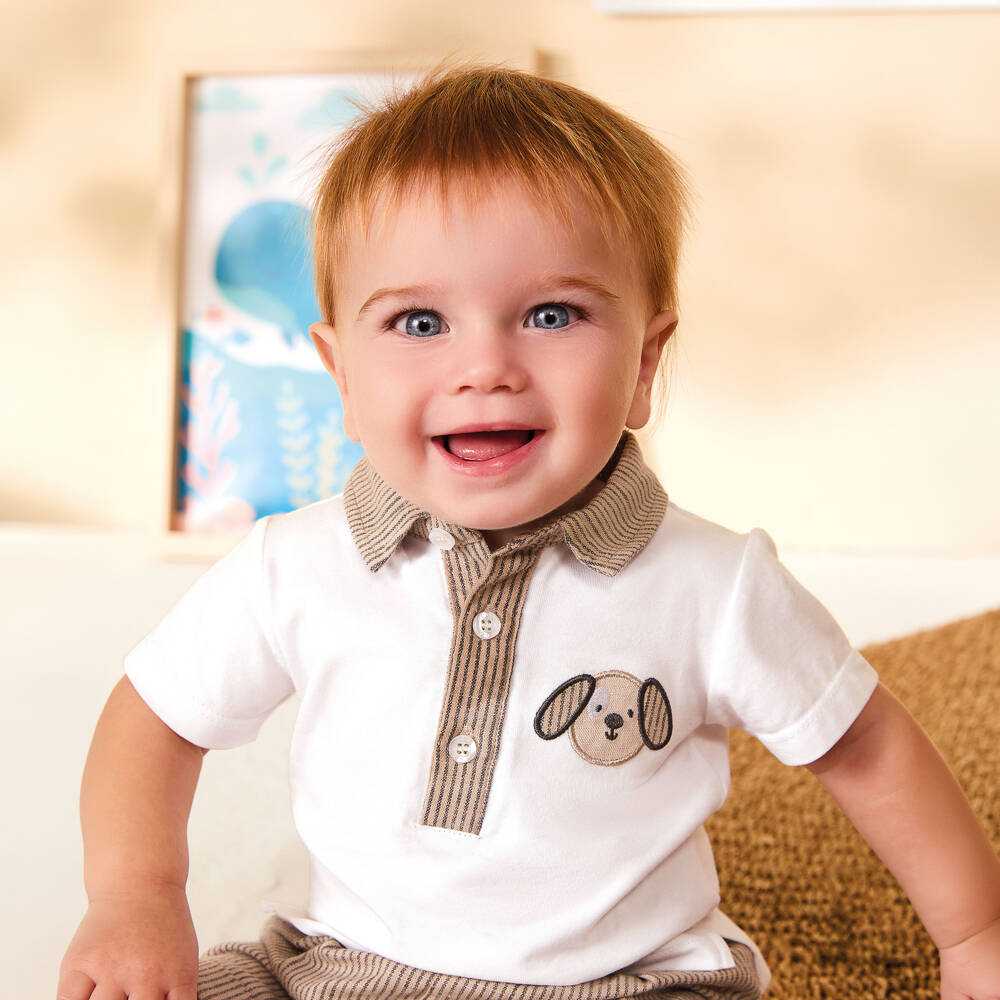 iDO-Baby Boys Beige Cotton & Linen Shorts Set | Childrensalon Outlet
