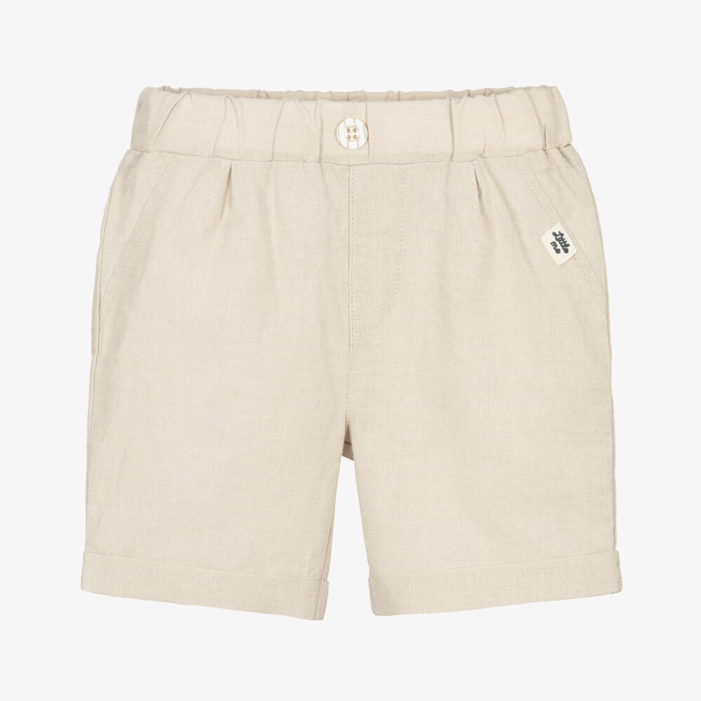 iDO-Baby Boys Beige Linen & Cotton Shorts | Childrensalon Outlet