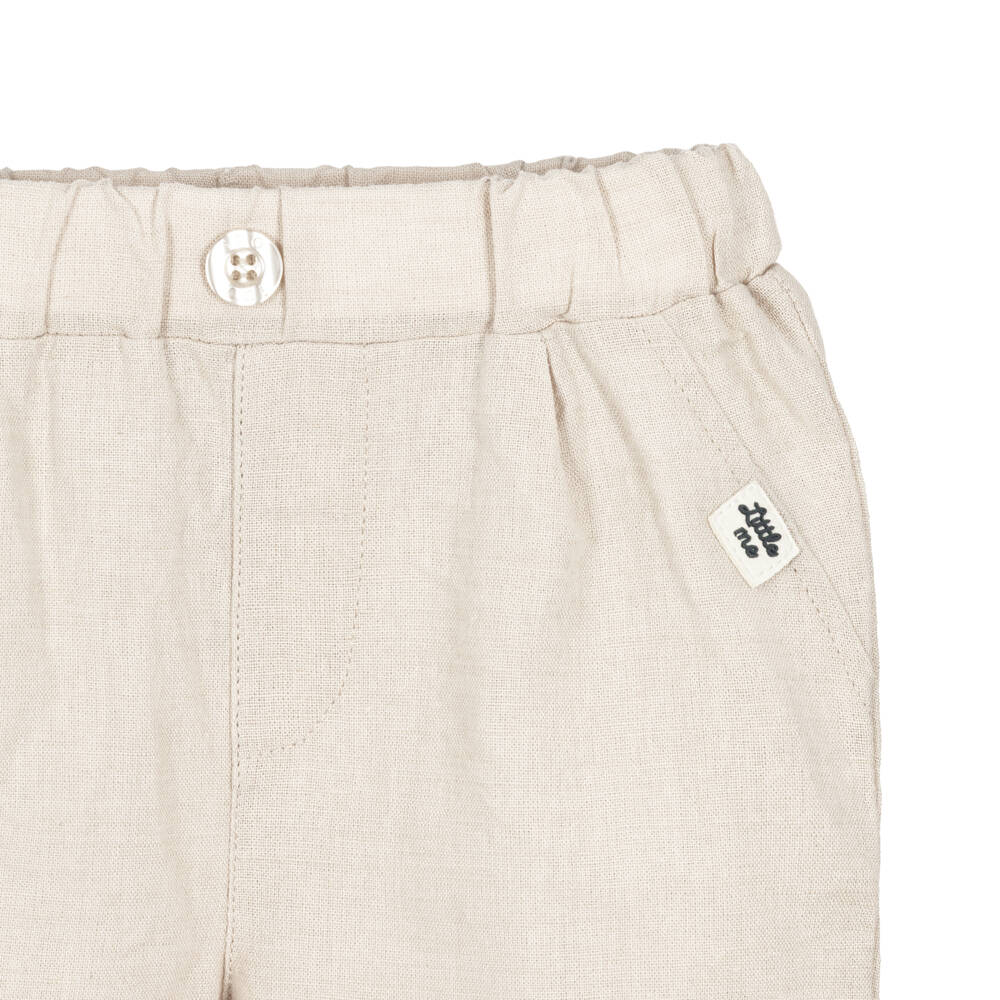 iDO-Baby Boys Beige Linen & Cotton Shorts | Childrensalon Outlet