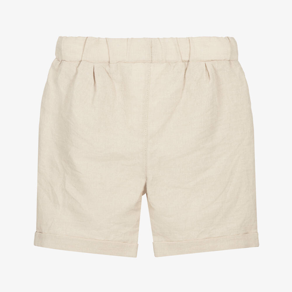 iDO-Baby Boys Beige Linen & Cotton Shorts | Childrensalon Outlet