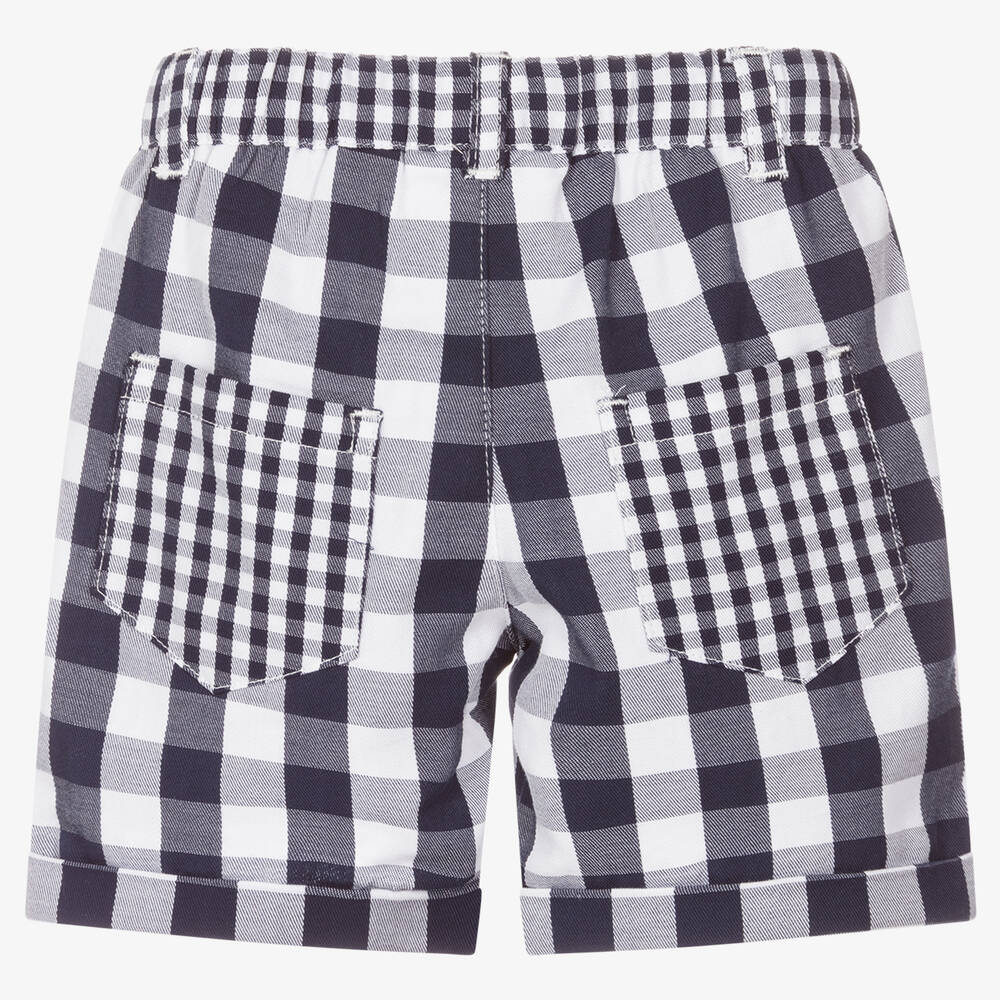 iDO Mini-Baby Boys Blue Check Shorts | Childrensalon Outlet