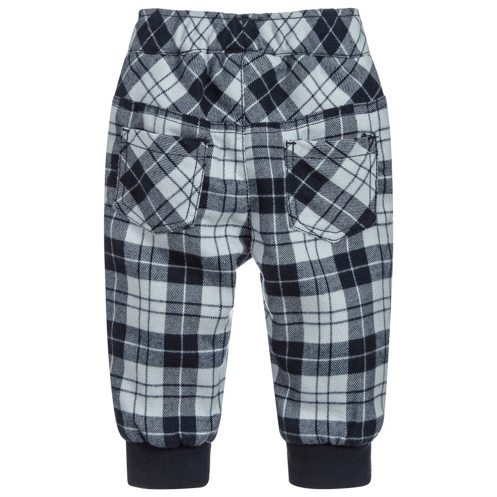 blue check trousers womens