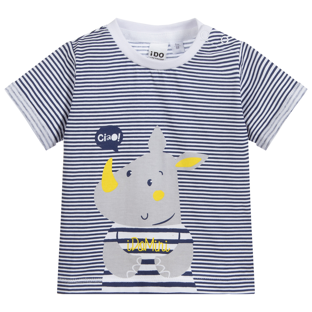 iDO Mini - Baby Boys Blue Cotton T-Shirt | Childrensalon