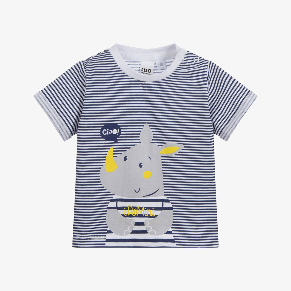 iDO Mini-تيشيرت قطن مقلم لون كحلي وأبيض | Childrensalon Outlet