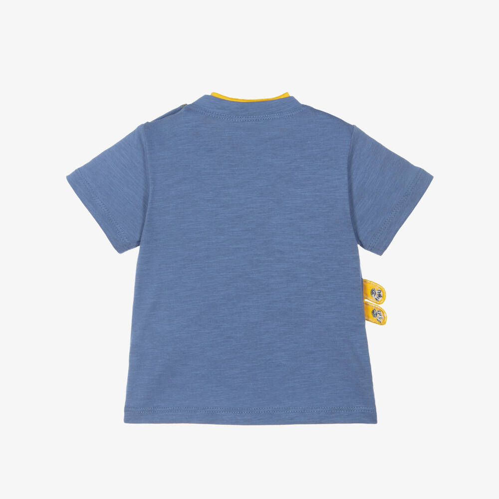 iDO-Baby Boys Blue Cotton T-Shirt with Lion Motif | Childrensalon Outlet