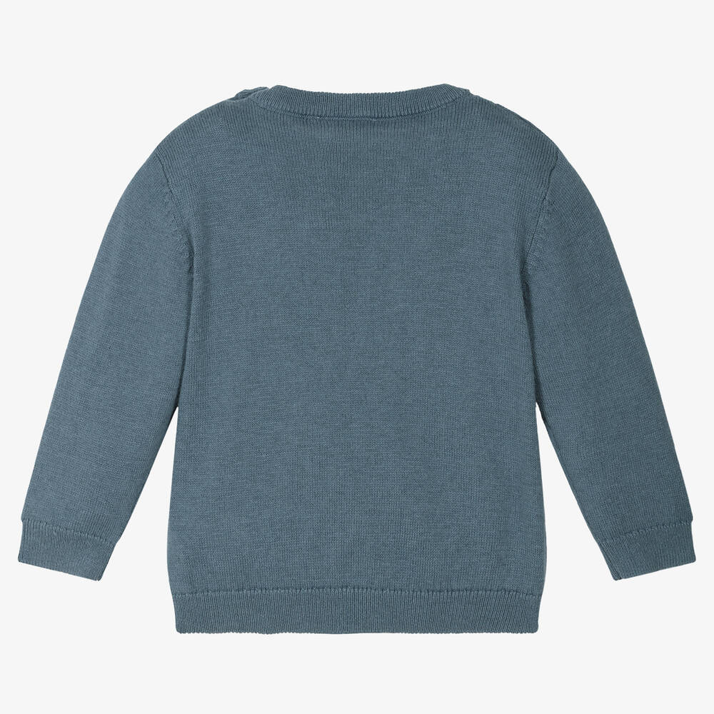 iDO Mini-Baby Boys Blue Cotton & Wool Sweater | Childrensalon Outlet