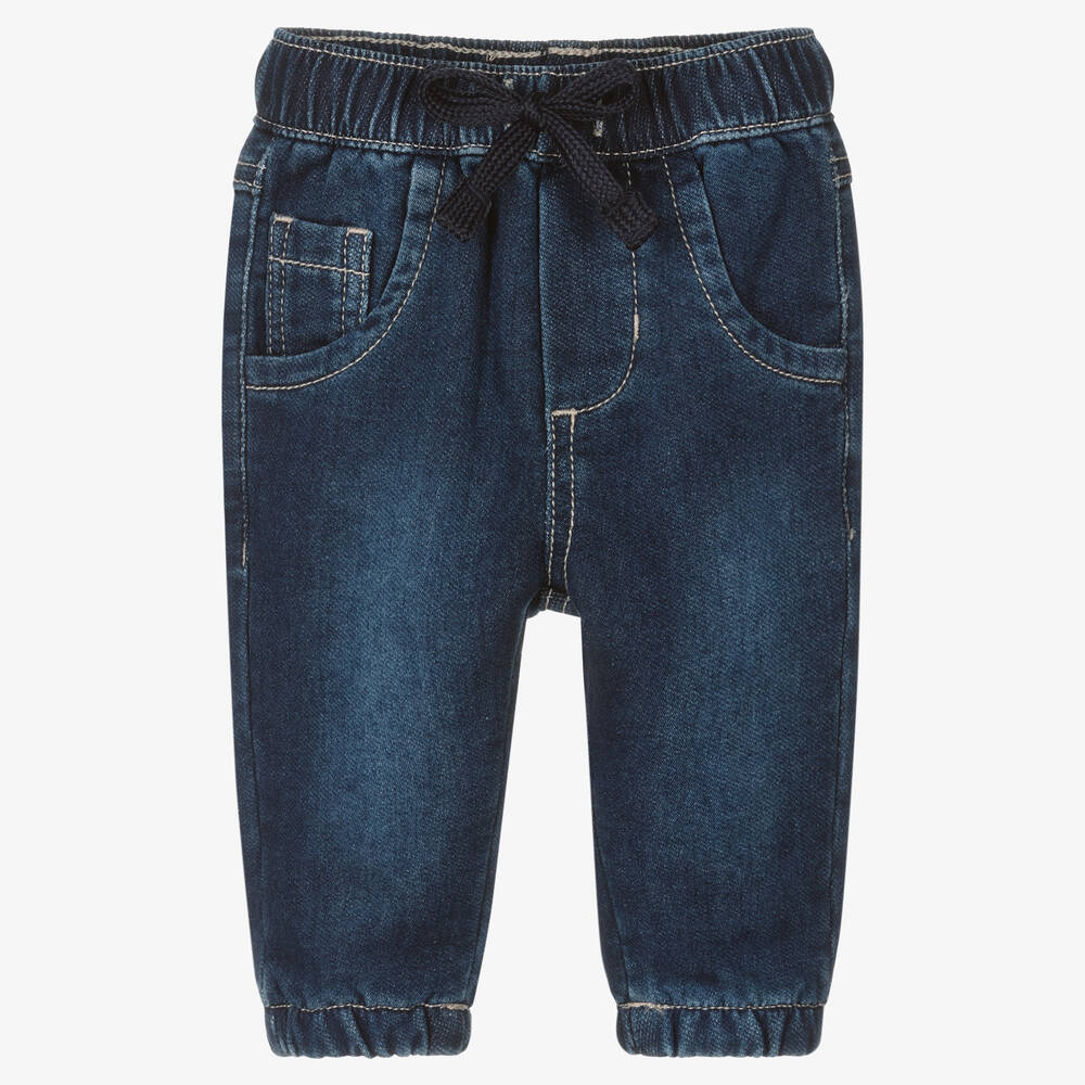 iDO Mini-Baby Boys Blue Denim Drawstring Jeans | Childrensalon Outlet