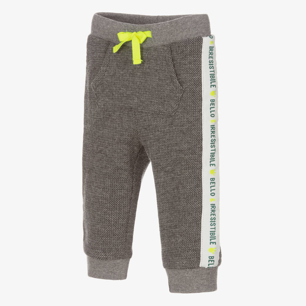 آي دو Mini-Baby Boys Grey Cotton Joggers | Childrensalon Outlet