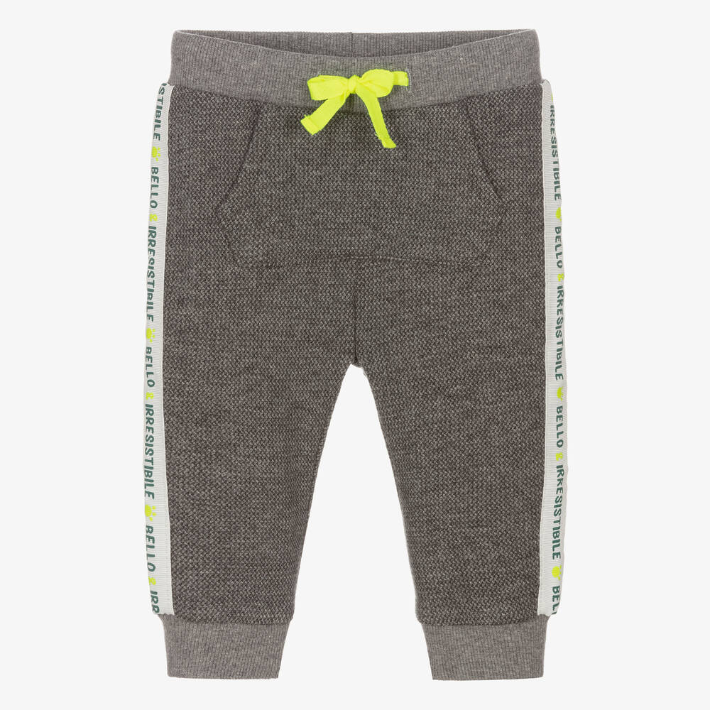 iDO Mini-Baby Boys Grey Cotton Joggers | Childrensalon Outlet