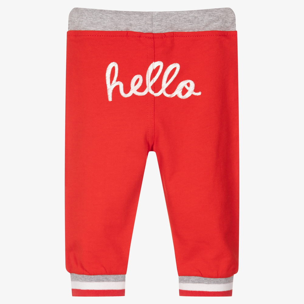 iDO Mini-Baby Boys Red Cotton Joggers | Childrensalon Outlet