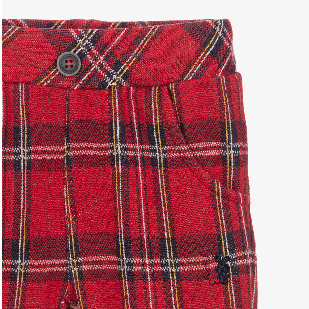 Boys red tartan trousers store
