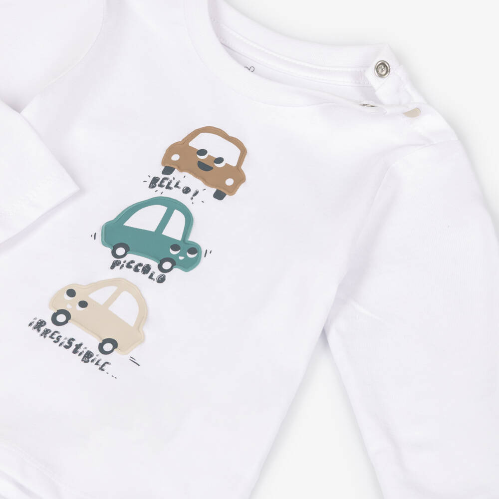 iDO-Baby Boys White Cotton Car Top | Childrensalon Outlet