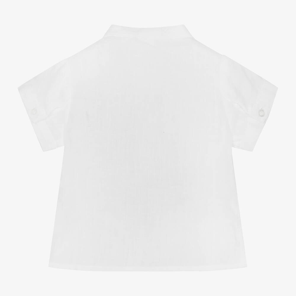 iDO Mini-Baby Boys White Linen Shirt | Childrensalon Outlet