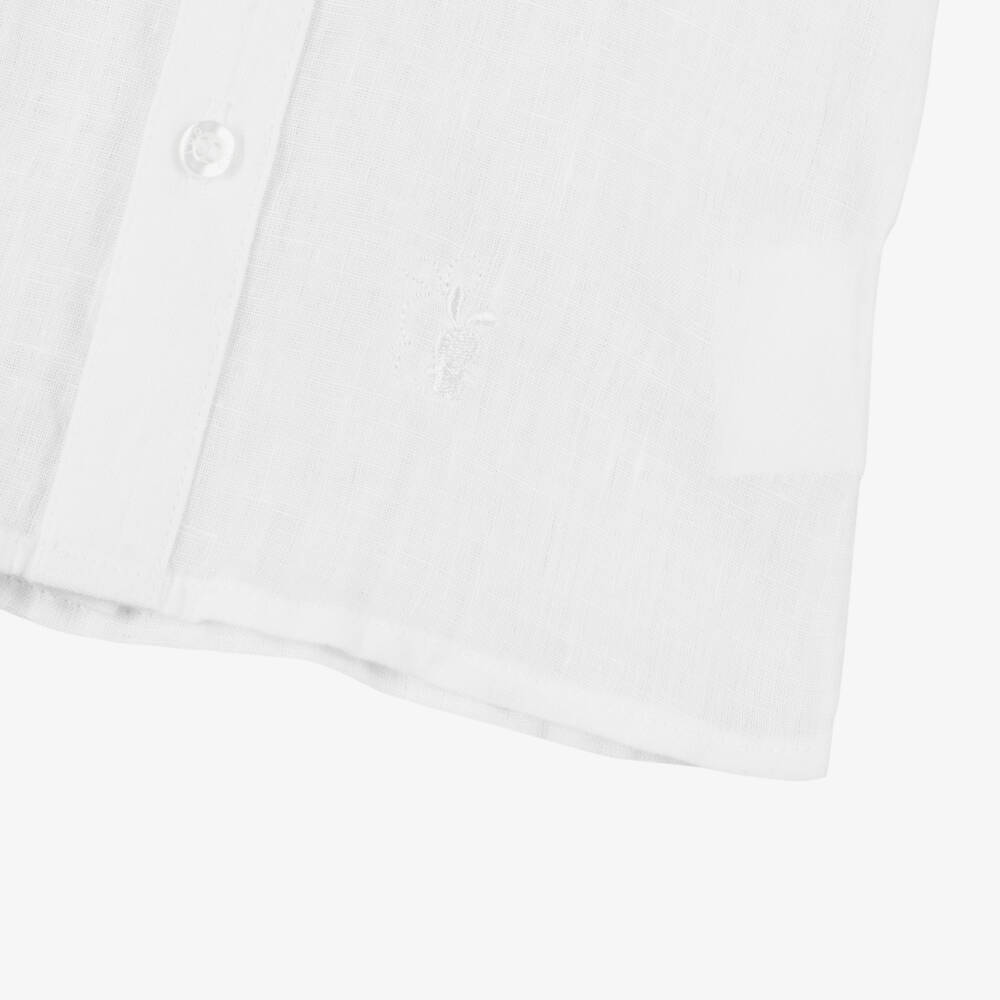 iDO Mini-Baby Boys White Linen Shirt | Childrensalon Outlet