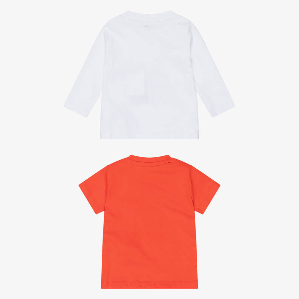 iDO-Baby Boys White & Red Cotton Tiger T-Shirts (2 Pack) | Childrensalon Outlet
