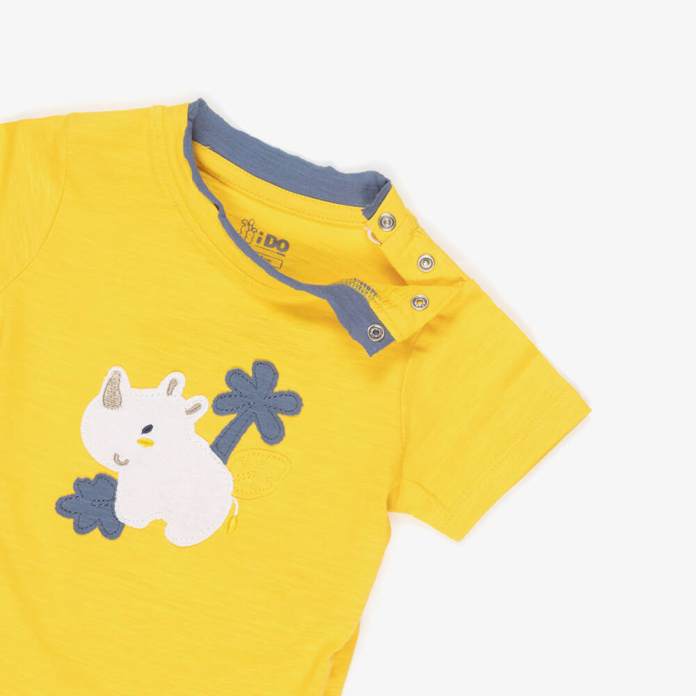 iDO Mini-Baby Boys Yellow & Blue Animal Print Shorts Set (2 Pack) | Childrensalon Outlet