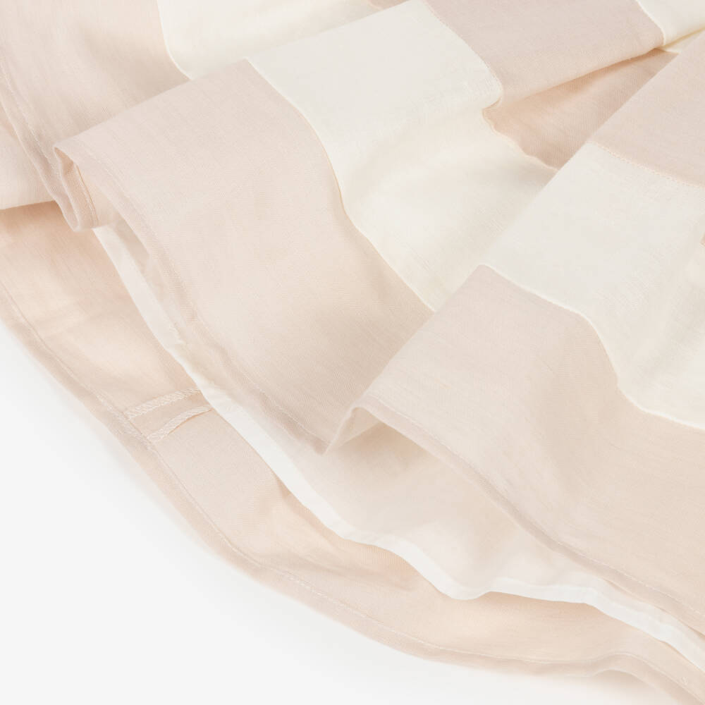 iDO Mini-Baby Girls Ivory & Beige Pleated Dress | Childrensalon Outlet