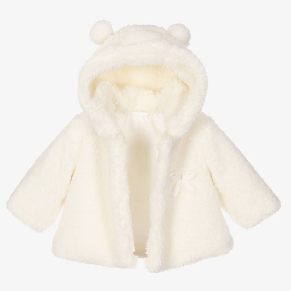 iDO Mini-Baby Girls Ivory Fleece Jacket | Childrensalon Outlet