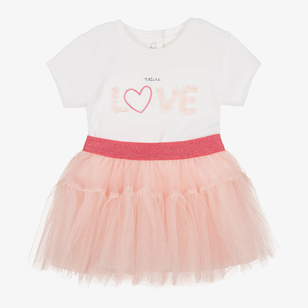 iDO Mini - Ensemble jupe ivoire et tulle rose | Childrensalon