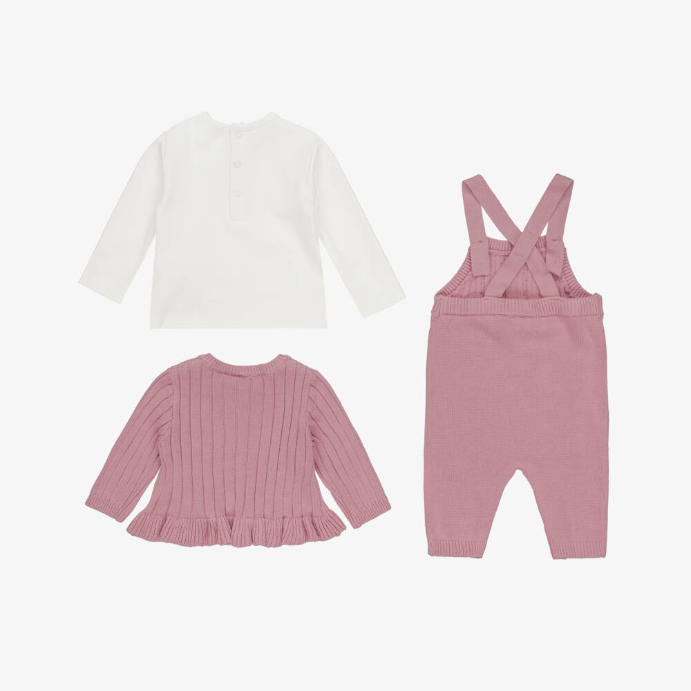 iDO-Baby Girls Knitted Cotton Dungaree Set | Childrensalon Outlet