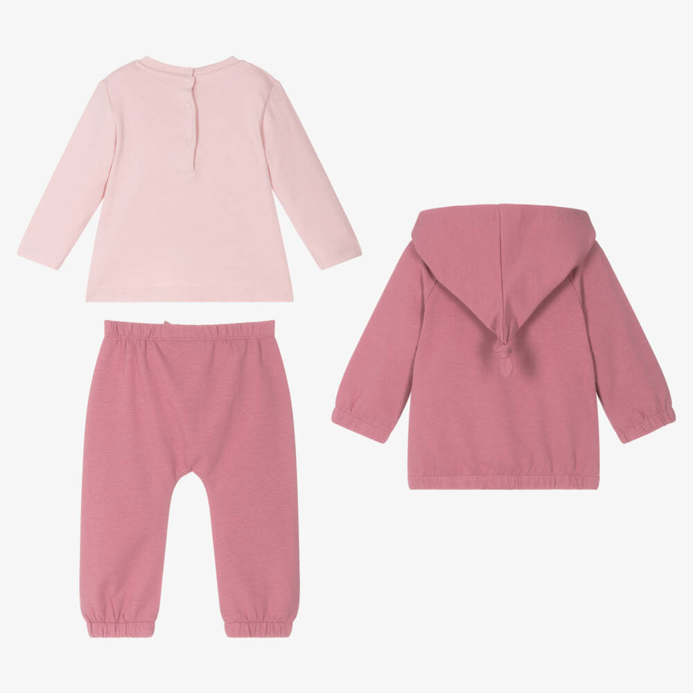iDO Mini-Baby Girls Pink Cotton Tracksuit Set | Childrensalon Outlet
