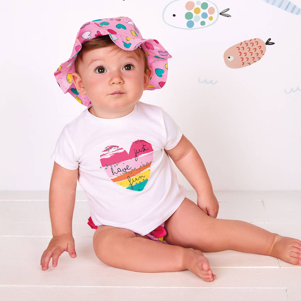 iDO-Baby Girls Pink Heart Print Swim Set | Childrensalon Outlet