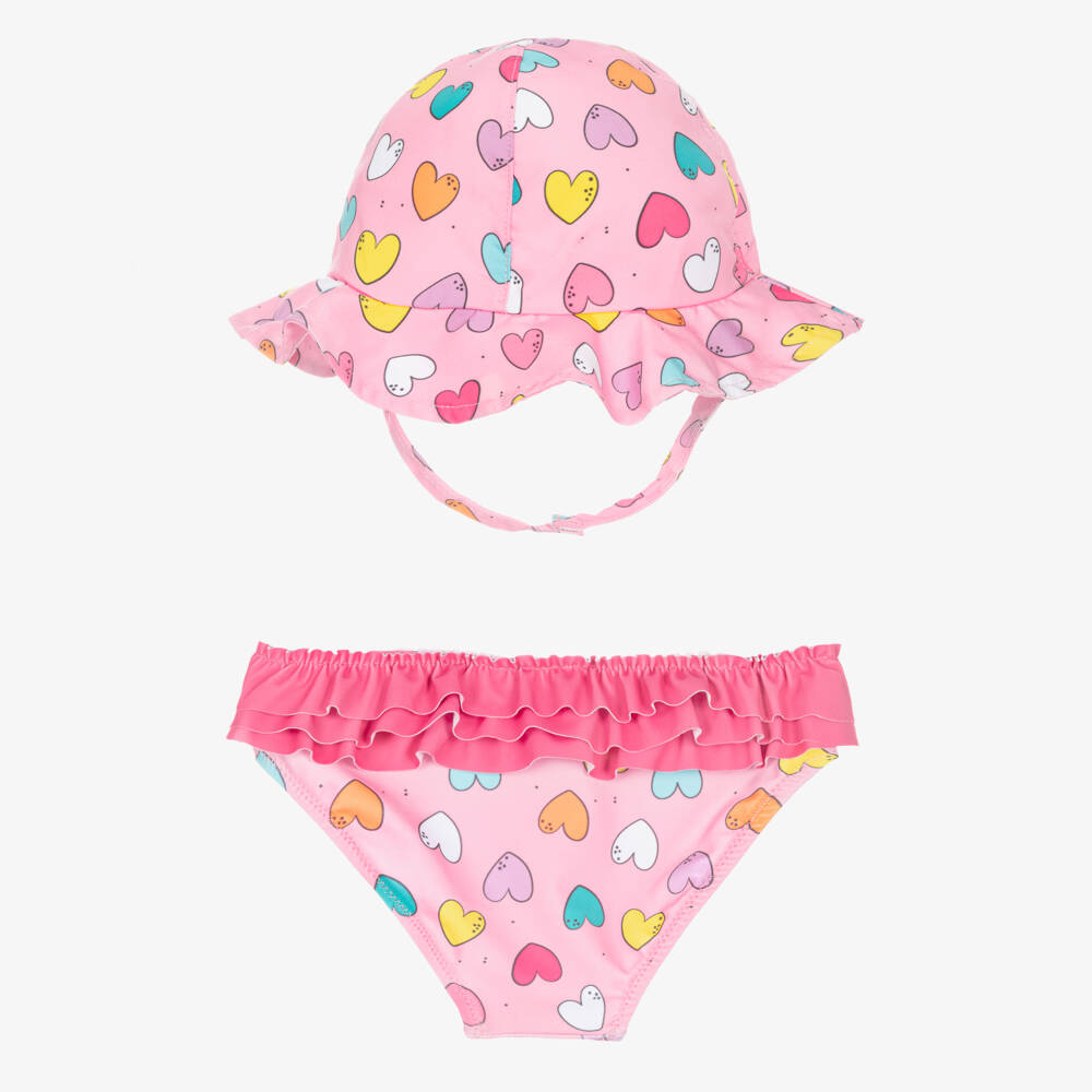 iDO-Baby Girls Pink Heart Print Swim Set | Childrensalon Outlet
