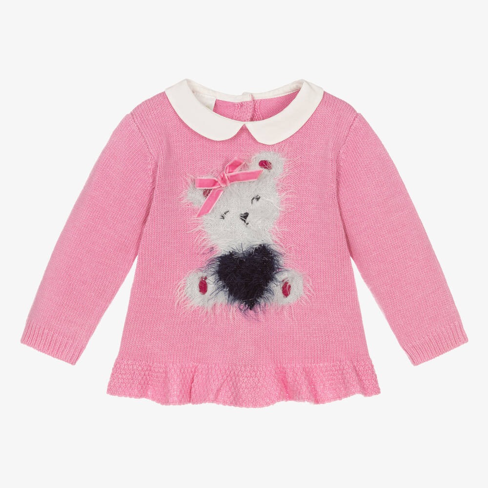 iDO Mini-Baby Girls Pink Knitted Jumper | Childrensalon Outlet