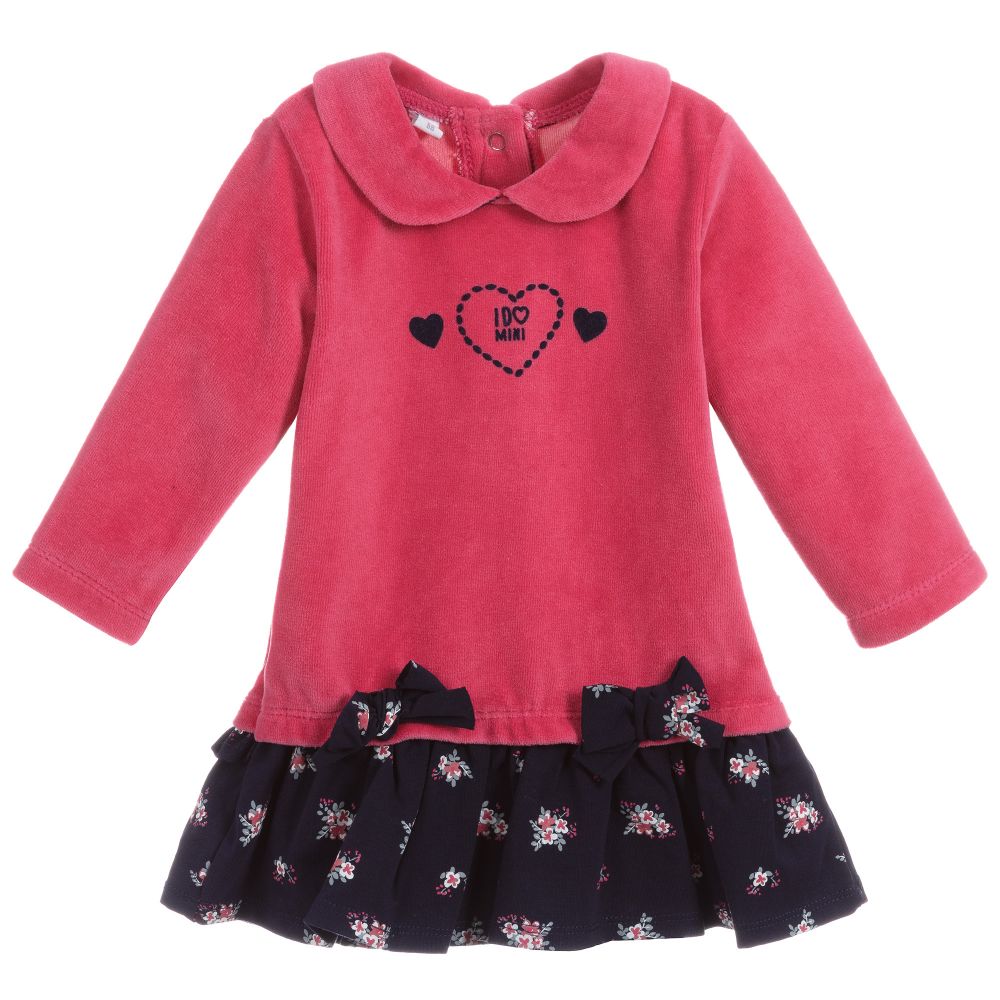 iDO Mini - فستان قطيفة لون زهري و كحلي للمولودات  | Childrensalon
