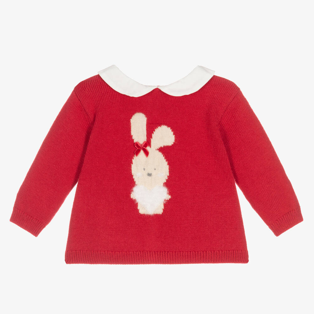iDO Mini - Baby Girls Red Bunny Sweater | Childrensalon