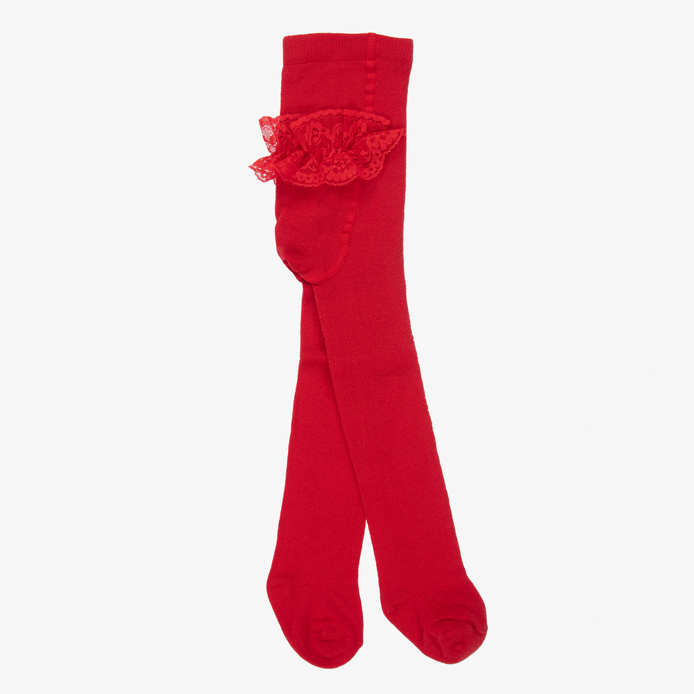 iDO Junior - Baby Girls Red Cotton Tights | Childrensalon