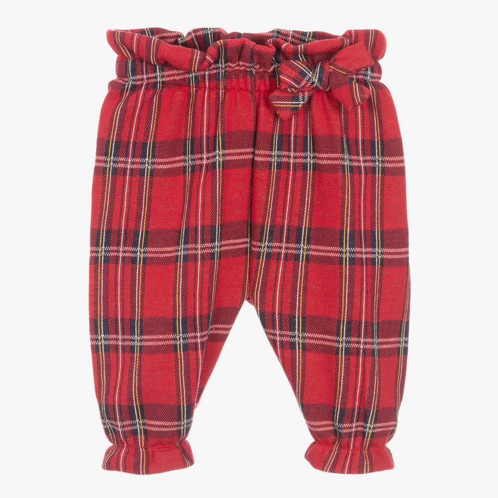 iDO Mini - Baby Girls Red Tartan Trousers | Childrensalon