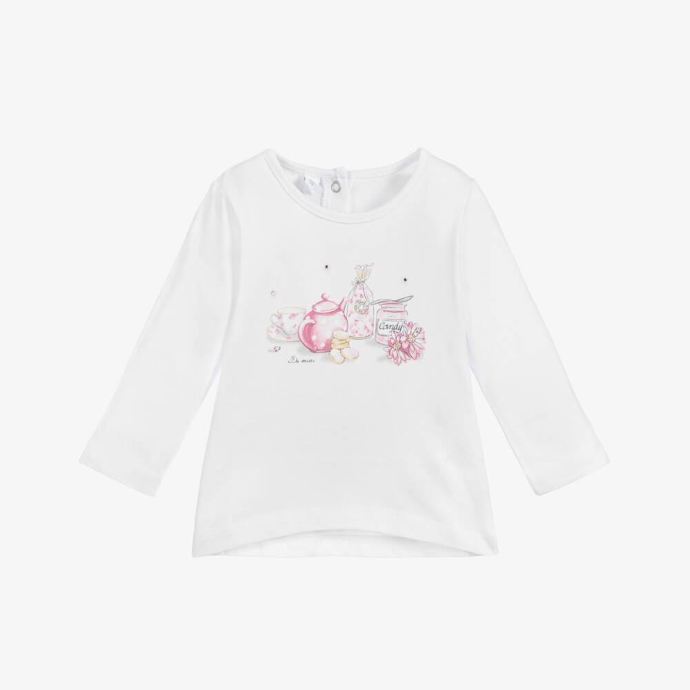 iDO Mini-Baby Girls White Cotton Top | Childrensalon Outlet