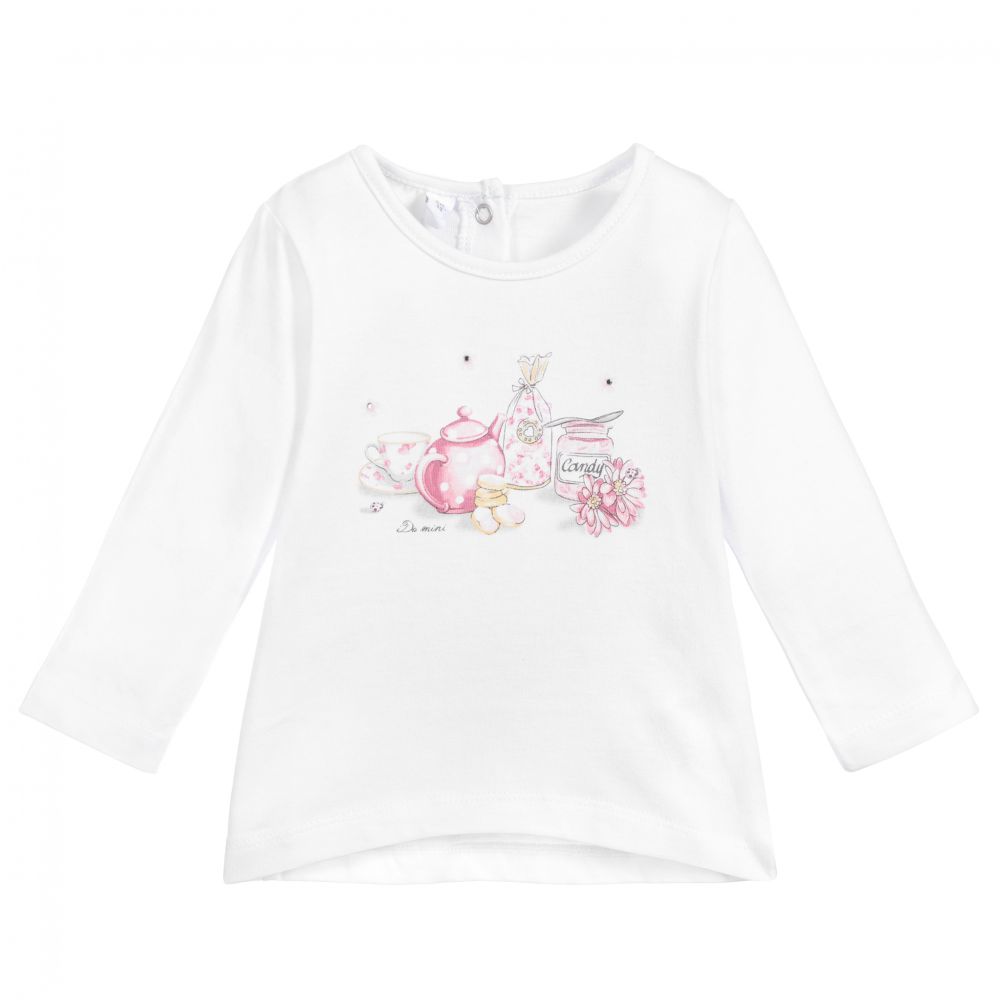 iDO Mini - Baby Girls White Cotton Top | Childrensalon