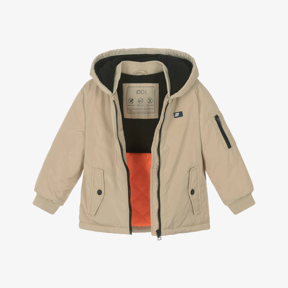 iDO-Beige Hooded Coat | Childrensalon Outlet