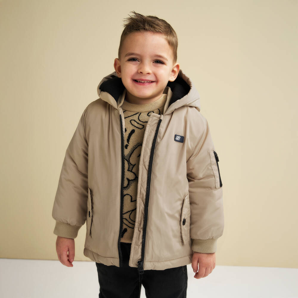 iDO-Beige Hooded Coat | Childrensalon Outlet
